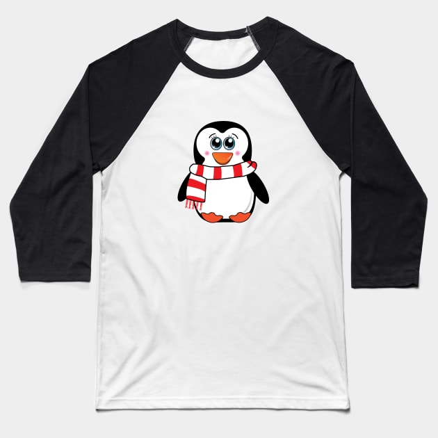 Cute Baby Penguin Christmas Baseball T-Shirt by KevinWillms1